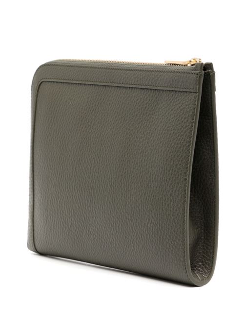 Dark green calf leather pouch THOM BROWNE | MAC072AL0090320